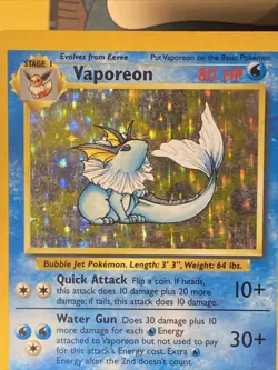 Pokemon TCG Vaporeon 12/64 Jungle No Symbol Error Holo Rare Vintage 1999 WOTC - Image 2