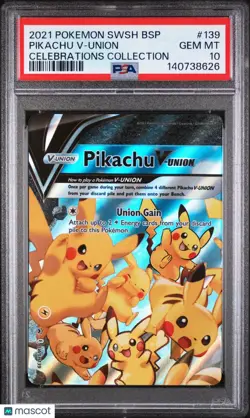 2021 Pokemon Swsh Black Star Promo Pikachu V-Union Celebrations PSA 10 #139 - Image 1