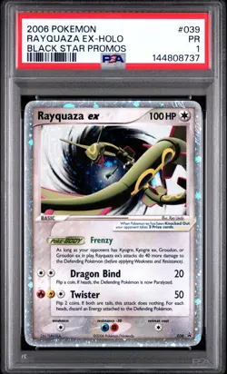 HUGE SWIRL PSA 1 2006 Pokemon Rayquaza EX Holo Foil Rare 039 Black Star Promos - Image 1