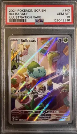 PSA 10 2024 Pokemon SV07 Stellar Crown Bulbasaur 143/142 Illustration Rare Holo - Image 1