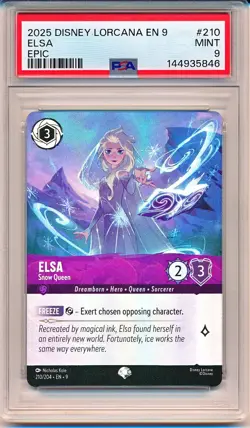 ELSA - SNOW QUEEN 2025 DISNEY LORCANA FABLED #210 EPIC HOLO FOIL PSA 9 MINT - Image 1