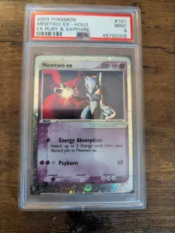 2003 Pokemon Ex Ruby & Sapphire #101 Mewtwo ex Holo PSA 9 MINT - Image 1