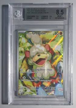 Pokemon Hisuian Growlithe Illustration Rare Holo TWM 181/167 Beckett 8.5 Card - Image 1