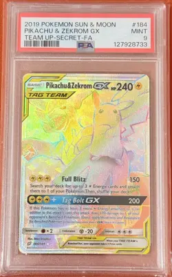 Pikachu & Zekrom GX (Secret) 184/181 SM - Team Up - Pokemon Card - PSA9 - Image 1