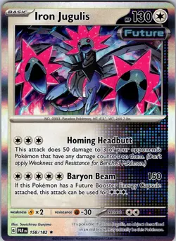 Pokemon TCG Iron Jugulis Scarlet & Violet Paradox Rift 158/182 Holo Rare Card NM - Image 1