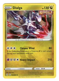 Pokemon TCG Dialga SWSH Evolving Skies 112/203 Holo Rare Card NM - Image 1