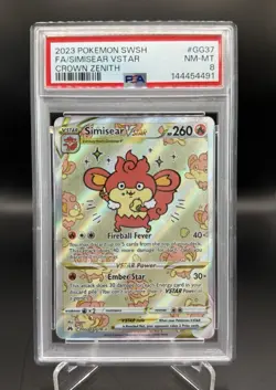 PSA 9 Simisear VSTAR Gg37/Gg70 Crown Zenith: Galarian Gallery Pokemon TCG MINT - Image 1