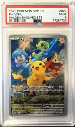 Pikachu 027/193 Paldea Evolved Elite Trainer Box Pokemon PSA 9 - Image 1