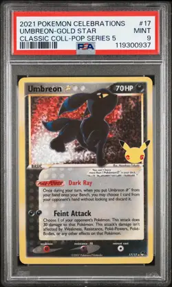 2021 POKEMON CELEBRATIONS CLASSIC COLLECTION #17 UMBREON-GOLD STAR PSA 9 - Image 1