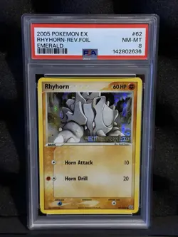 Pokemon Rhyhorn EX Emerald Reverse Holo #62 PSA 8 - Image 1