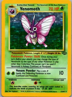 Venomoth 13/64 Holo Rare Jungle Pokemon Unlimited Holo Lightly Played - Image 1