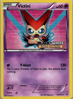 Victini - 43/101 (Prerelease) 43/101 Holo Black And White Promo Pokemon Holo DMG - Image 1