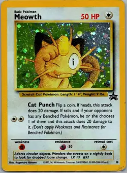Meowth 10 Promo Wizards Black Star Promos Pokemon Damaged - Image 1