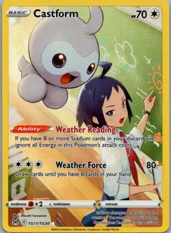 Castform TG11/TG30 Holo Lost Origin Trainer Gallery Pokemon NM - Image 1
