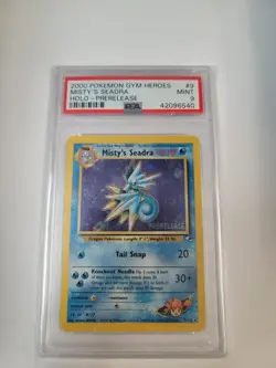 Misty's Seadra Holo Prerelease 2000 Pokemon Gym Heroes #9 PSA 9 Mint - Image 1