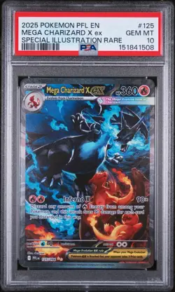 Mega Charizard X EX 125/094 PSA 10 SIR Pokemon Phantasmal Flames - Image 1