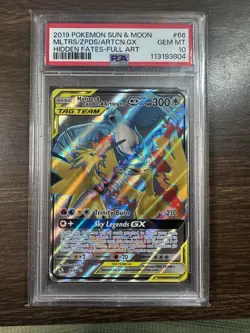 Moltres & Zapdos & Articuno GX 2019 Pokemon Hidden Fates Full Art #66 PSA 10 - Image 1