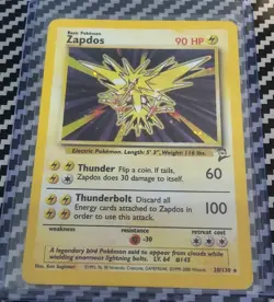 MP Zapdos Holo 020/130 Base Set 2 Pokemon WotC Vintage Original - Image 1