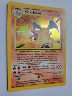 Charizard Base Set Holo Unlimited 4/102 Pokemon Card WOTC LP/MP Vintage - Image 2