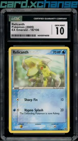 2005 Pokemon EX Emerald 18 Relicanth CGC 10 - Image 1