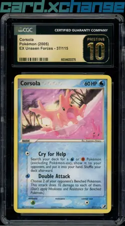 2005 Pokemon EX Unseen Forces 37 Corsola CGC 10 - Image 1