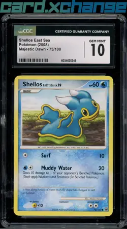 2008 Pokemon Majestic Dawn 73 Shellos East Sea CGC 10 - Image 1