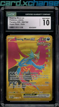 2023 Pokemon Paradox Rift 262 Roaring Moon ex Hyper Rare CGC 10 - Image 1