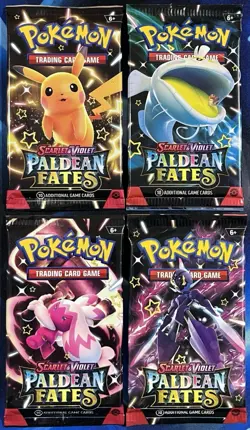 Pokemon Scarlet & Violet Paldean Fates Booster Pack Lot X4 Artset SV Nm M - Image 1