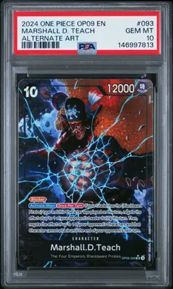 2024 ONE PIECE OP09-093 MARSHALL D. TEACH ALTERNATE ART PSA 10 GEM MINT - Image 1