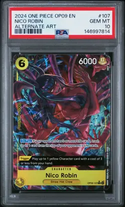2024 ONE PIECE OP09-107 NICO ROBIN ALTERNATE ART PSA 10 GEM MINT - Image 1
