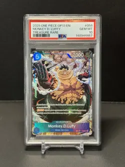 2025 ONE PIECE TREASURE RARE MONKEY D. LUFFY OP13-CARRYING ON HIS WILL PSA 10 - Image 1