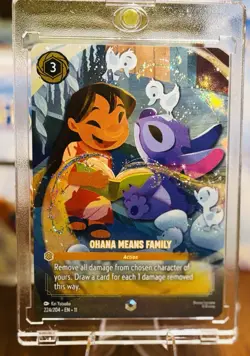 Disney Lorcana TCG Enchanted Winterspell Card Ohana Means Family 224/204 Lilo - Image 2