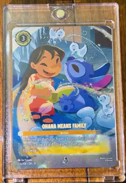 Disney Lorcana TCG Enchanted Winterspell Card Ohana Means Family 224/204 Lilo - Image 5