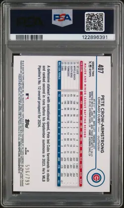 2024 Topps Series 2 Pete Crow-Armstrong RC Cubs True Rookie Purple /799 PSA 10 - Image 2
