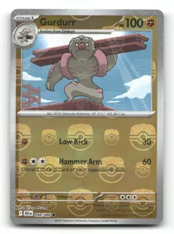 Gurdurr (Master Ball Pattern) 048/086- SV: Black Bolt - Pokemon Card NM/M - Image 1