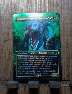 MTG Indominus Rex, Alpha 💕 (FOIL Borderless) #14 Jurassic World Collection LP - Image 2