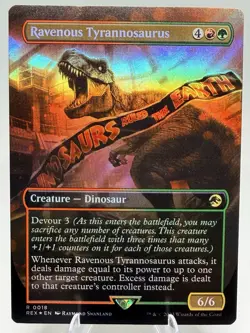 Ravenous Tyrannosaurus FOIL BORDERLESS 2023 Jurassic World MTG NM 0018 - Image 1