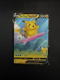 Surfing Pikachu V (Full Art) Holo 008/025 Pokemon Celebrations TCG - Image 1