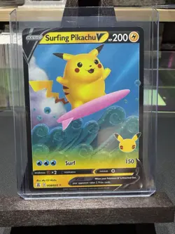 Surfing Pikachu V (Full Art) Holo 008/025 Pokemon Celebrations TCG - Image 4
