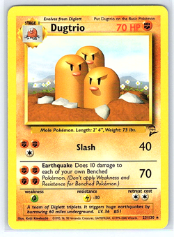Dugtrio 23/130 Base Set 2 MP Pokemon Card - Image 1