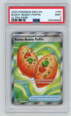 2025 Mega Evolution Series - Mega Evolution Buddy-Buddy Poffin PSA 9 Ultra Rare - Image 1