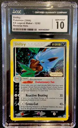 CGC 10 Shiftry Reverse Holo Stamped #12 EX Legend Maker Pokemon 2006 Swirl 🌀 - Image 1