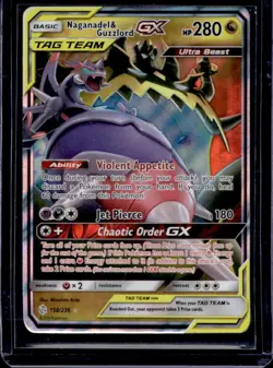 2019 Pokemon SM Cosmic Eclipse Naganadel Guzzlord Tag Team Holo #158/236 - Image 1