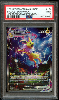 2021 POKEMON SWSH VMAX PREMIUM COLLECTION #184 FULL ART/JOLTEON VMAX PSA 9 - Image 1
