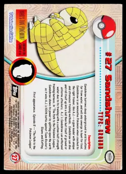 Sandshrew #27 Pokemon TOPPS Series 1 TV Animation Black Label Flames Holo - Image 2