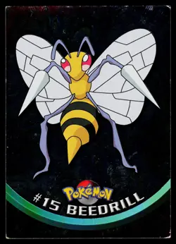 Beedrill #15 Pokemon TOPPS Series 1 TV Animation Blue Label Smooth Holo - Image 1