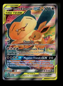 Eevee & Snorlax GX SM169 Black Star Promo 2019 Tag Team Alt Art Pokemon Card TCG - Image 1