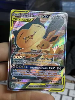 Eevee & Snorlax GX SM169 Black Star Promo 2019 Tag Team Alt Art Pokemon Card TCG - Image 3