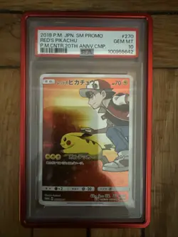PSA 10 Red's Pikachu 270/SM-P Promo Pokemon Center Anniversary Campaign 2018 - Image 1
