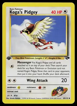 Pokemon Card - Koga's Pidgey Gym Challenge 49/132 Uncommon 1st Edition - Image 1
